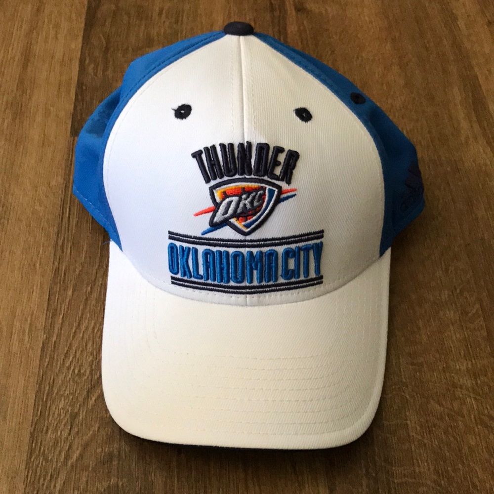 adidas White and Blue Oklahoma City Thunder Hat